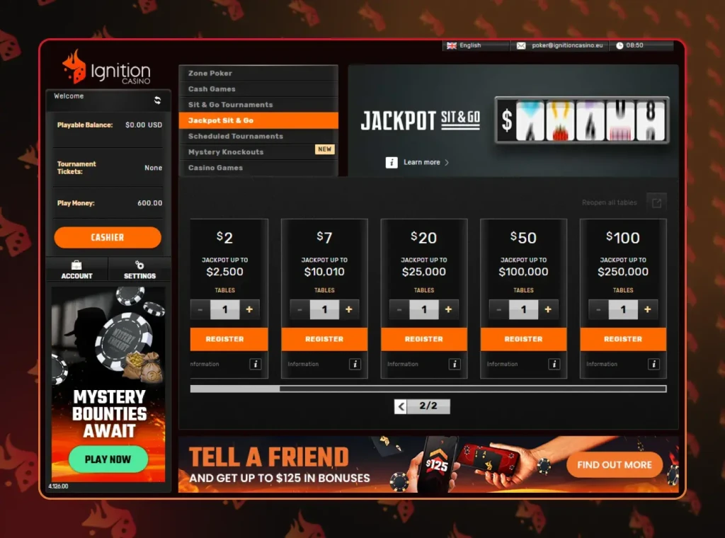Ignition Casino poker room — anonymous tables